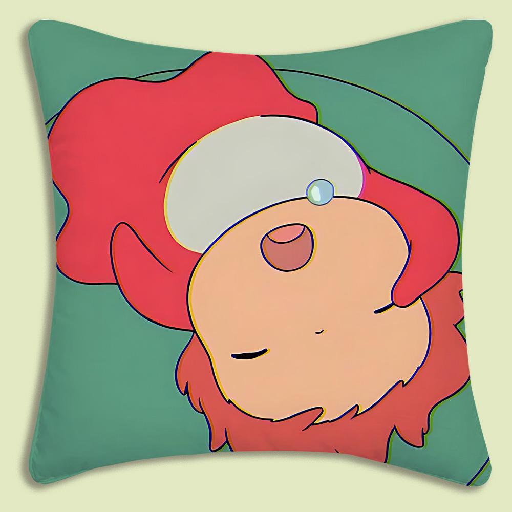 Cute Cartoon Ponyo Pillow Covers Cartoon Sofa Decorative Home Double-Sided Printing Short Plush Cute Cushion Cover