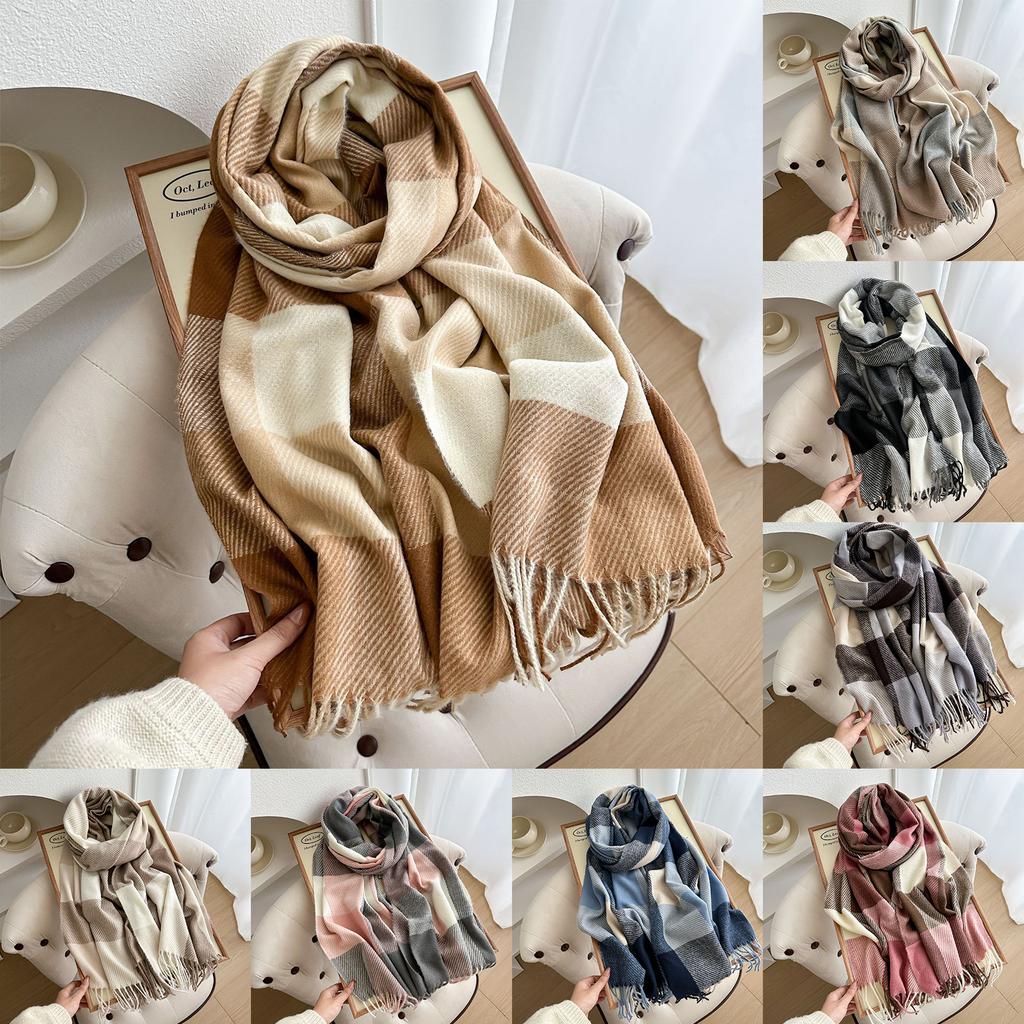 Classic Block High-end Shawl, Soft And Skin Friendly Tassel Plaid Scarf, Warm Couple Style Scarf