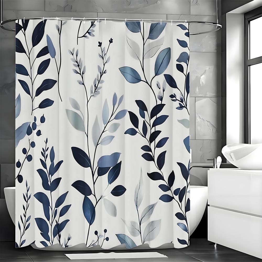 

Занавеска для душа с листьями эвкалипта, Декоративная занавеска для душа для ванной комнаты, Водонепроницаемая занавеска для душа с крючками 90*180cm