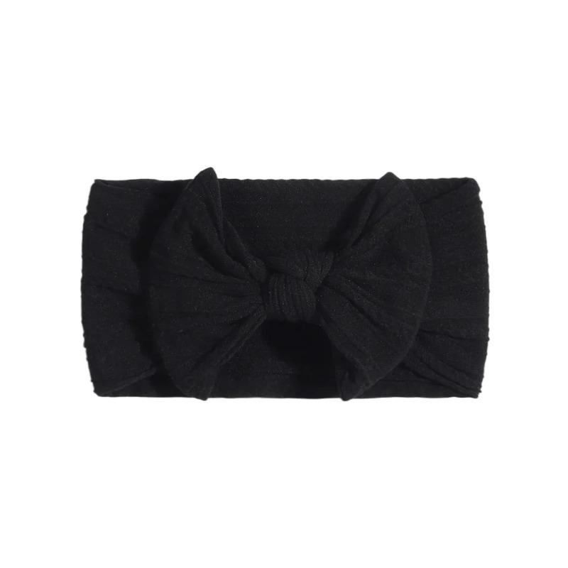 Solid Color Bowknot Baby Headband Sweet Headwear Kids Girls Boutique Elastic Protect Turban Headand Baby Hair Style Accessories