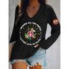T-shirts Imprimés Style Hippie pour Femmes Ilstile Printemps Été Manches Longues Col en V Hauts Décontractés Amples Nouveauté