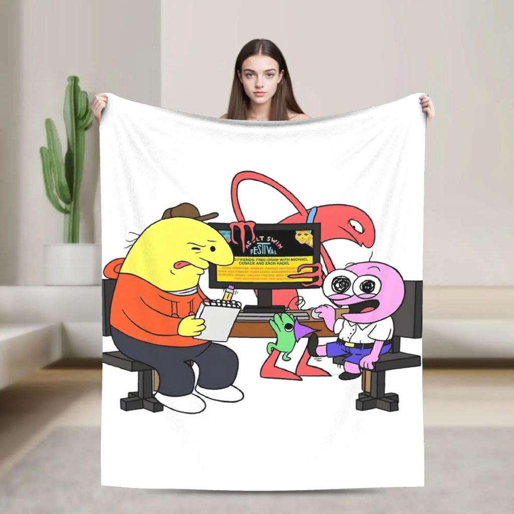 Soft Flannel Throw Blanket for Students Airplane Travel Living Room Sofa Bed  Smiling Friends Ducks Design