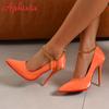 Fashion Aphixta 12cm Stiletto Heels Pumps Women Shoes Luxury Transparent Bead And Metal Chain Super High Pointed Toe Plus Big 49 50