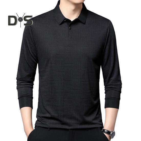 Men's Plaid Casual Shirt Long Sleeve Breathable Lapel Business Shirt Regular Fit Top with Button Collar for Work Travel Daily Wear