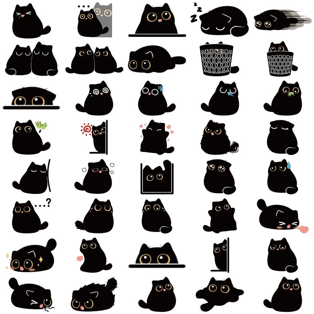 10/20/40/80pcs Funny Cartoon Black Cat Stickers Cute Decals Toys DIY Notebook Guitar Motorcycle Suitcase Kawaii Graffiti Sticker