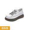 Two wearing little white shoes women's spring new trendy shoes soft leather lace-up shallow mouth shoes thick sole height increase casual shoes
