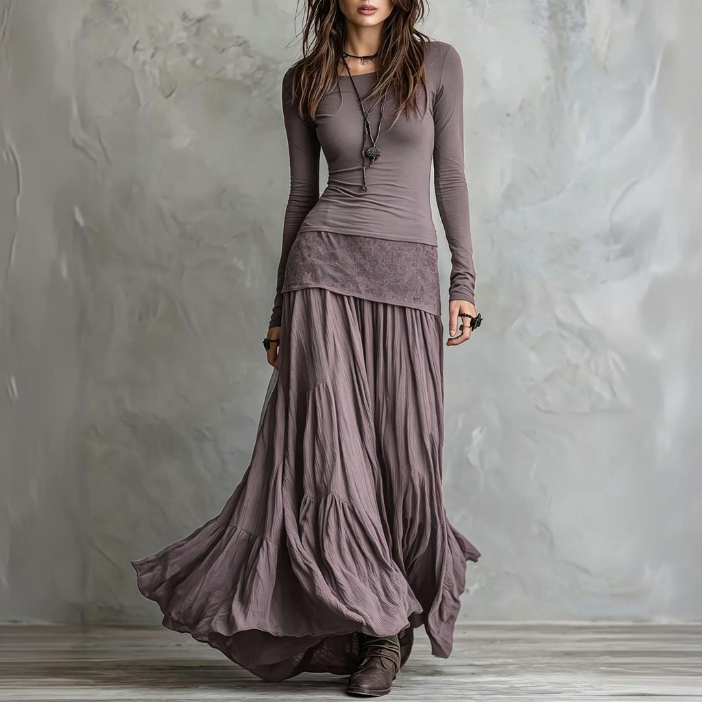 Conjunto de Vestido Maxi Casual de Dos Piezas para Mujer para Vacaciones de Verano