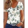 V-neck Short-sleeved Printed T-shirt