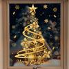 Festive Golden Star Christmas Tree Static Window Decals Reusable Glass Stickers Store Window Holiday Party Home Beautification