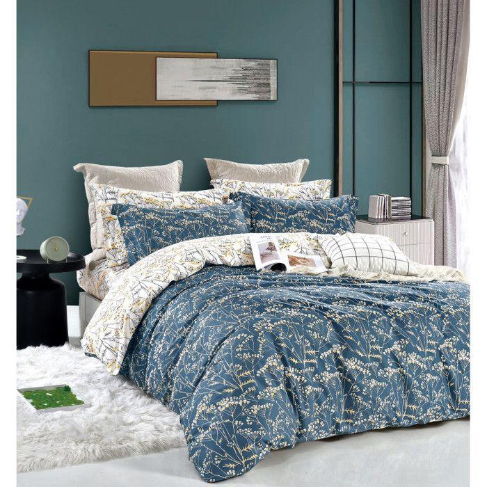 Parure de couette Imprimé double face percale pur coton peigné 80 fils/cm² pour lit 160 à 180 King Size - Parure 260 TA-14-25