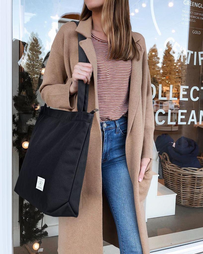 KALIDI FANCY FOREST Damen Große Kapazität Canvas Tragetasche, Umhängetasche, Muttertasche, Schultertasche, Einfarbige, für Schule oder Arbeit, mit Reißverschluss
