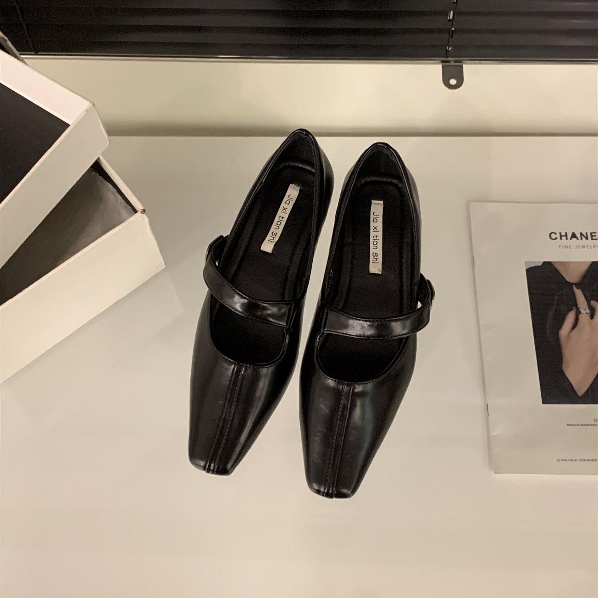 

Coarse heel leopard print Mary Jane single shoes women s shoes 2025 new spring French square head versatile red evening shoes 35 чёрный