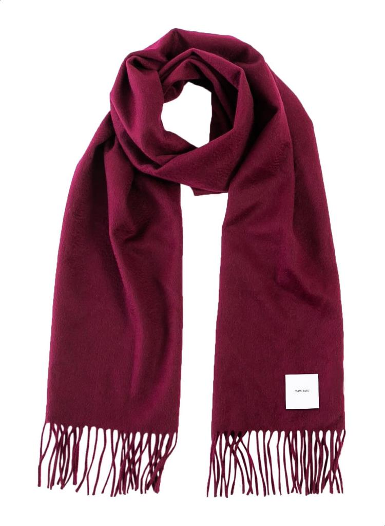 Burgundy Cashmere Solid [matti totti] 14. Scarf, 100% Cashmere, Large, Thick, Women's, Color, Long, Gift, Present, A0015B-17