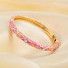 Exquisite Painting Enamel Flower Bangle Lightweight Metal Rhinestone Thin Bracelet  Beach Vacation