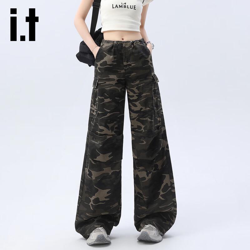 

Женские камуфляжные джинсы Izzueit из денима с высокой посадкой и широкими штанинами XL