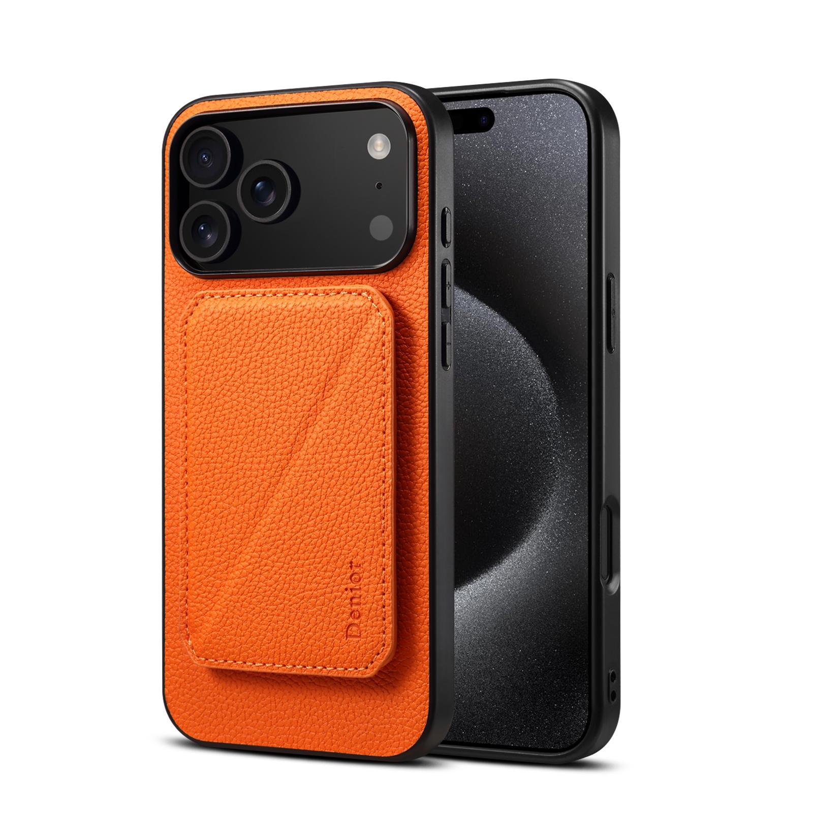 

Auto Leather Phone Case for iphone 17 Air 16 Pro Max 16e 15 Plus 14 13 12 11 Magnetic Detachable Card Slot Wallet Bracket Cover iPhone 16 оранжевый