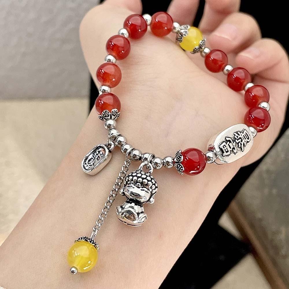 Blessing Accessories New Year Bangle Buddha Women's Wrist Jewelry Red Beads Bracelet Women