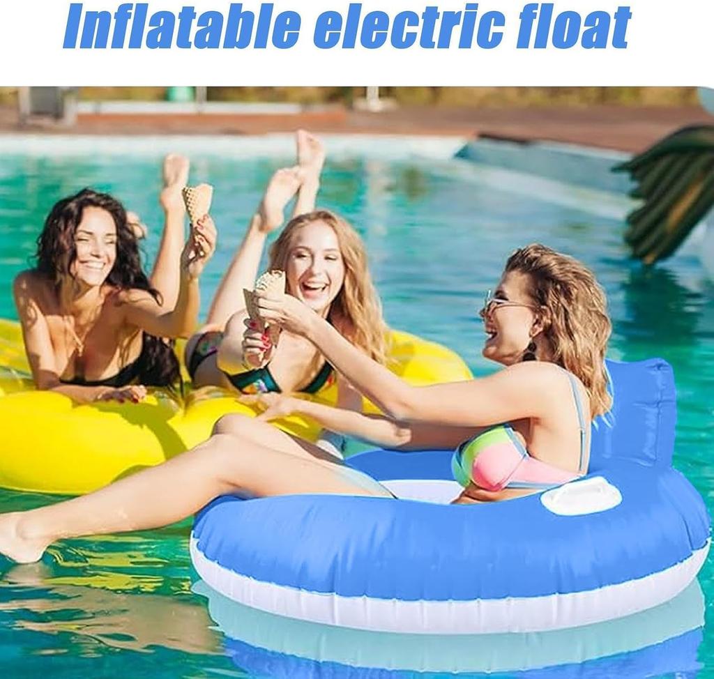 Electric Inflatable Motorized Pool Float - Rechargeable Water Tanning Lounger with Steering Device 101cm PVC Summer Outdoor Reclining Raft for Adult