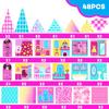 Colorful Magnetic Tiles Pink Dollhouse Set - STEM Educational Toy