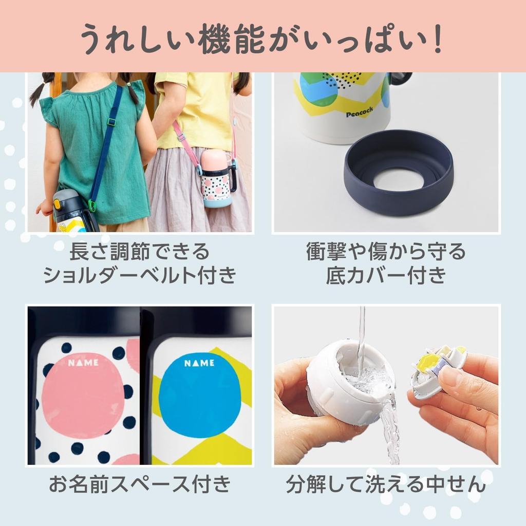 Kids Water Peacock Water Bottle 400ml WEB Limited Spare Straw Included Blue Cup 2way Kids Bottle Water Bottle Kindergarten Commuting To School One