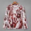 Druk 3D Horror Czerwone Plamy Krwi Wzór Halloweenowa Koszulka z Długim Rękawem Dla Mężczyzn Vintage Halloweenowa Impreza Osobowość OOTD Koszulka Top
