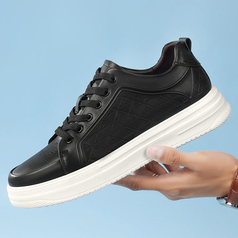 

Новые мужские кроссовки из натуральной кожи, повседневная спортивная обувь, дышащая, удобная обувь для ходьбы, уличная обувь с защитой от скольжения 45 чёрный