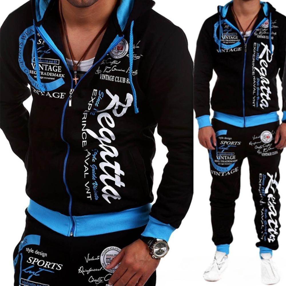 Men Contrast Color Letter Printed Zipper Hoodies Casual Loose Sweatshirts Fashion Long Sleeve Hooded Cardigan