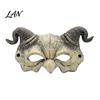 Gothic Masquerade Mask Halloween Ram Horn Demon Mask, Horror Devil Half Face Lightweight for Cosplay Costume Party Comfortable