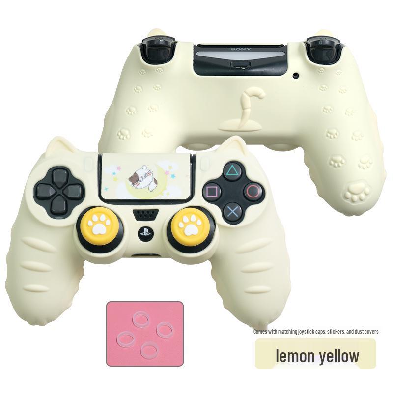 Cartoon Cute Silicone PS4 Controller Case with Joystick Caps, Stickers & Anti-Dust Ring