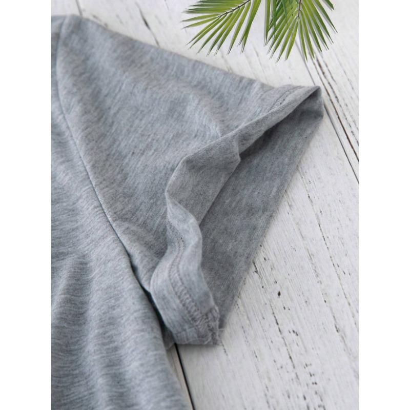 YYFS Dámská móda Ležérní Léto Jaro Jednobarevné halenky a košile s krátkým rukávem a výstřihem do O