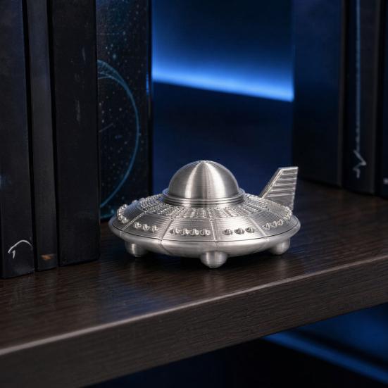 Yangyizhi 3D-gedrucktes UFO-Modell Figur, Sci-Fi-Raumschiff Dekoration, Einteilige Handwerkskunst mit klarer Textur, Mini-Ornament für Schreibtisch-Vitrine