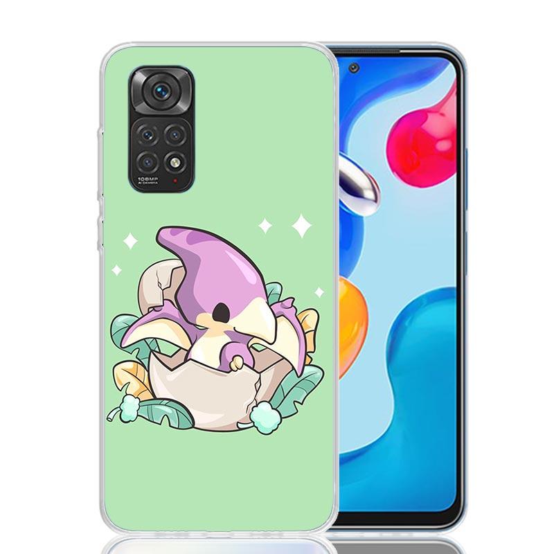 Dinosaur Cartoon Cute Phone Case For Xiaomi Redmi Note 15 14 13 12S 12 Pro Plus 11S 11E 11 11T 10S 10 Art Soft Pattern Cover Red