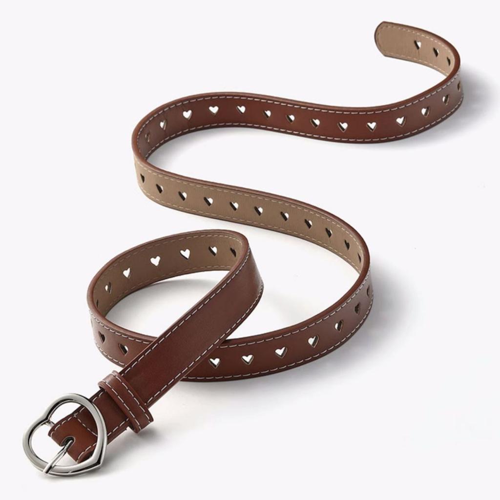 Fashion Heart Buckle Belt for Women Cool Subcultures Hollowed Waist Belt for Teens Girl PU Leather Women Belt Jeans Belt