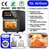 2025 New 15L Large Capacity Air Fryer Oven Combo with Touch Control for Home Use