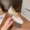 Retro single shoes square head thick heel small leather shoes one-word buckle casual Mary Jane women's shoes fashion light mouth single shoes