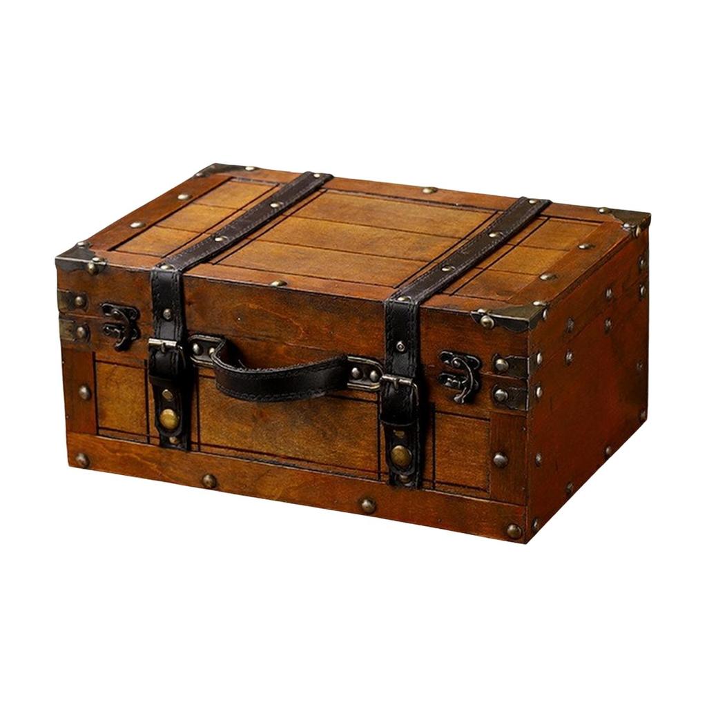 Vintage-Style Wooden Storage Trunk Compact for Shop Display, Bedroom