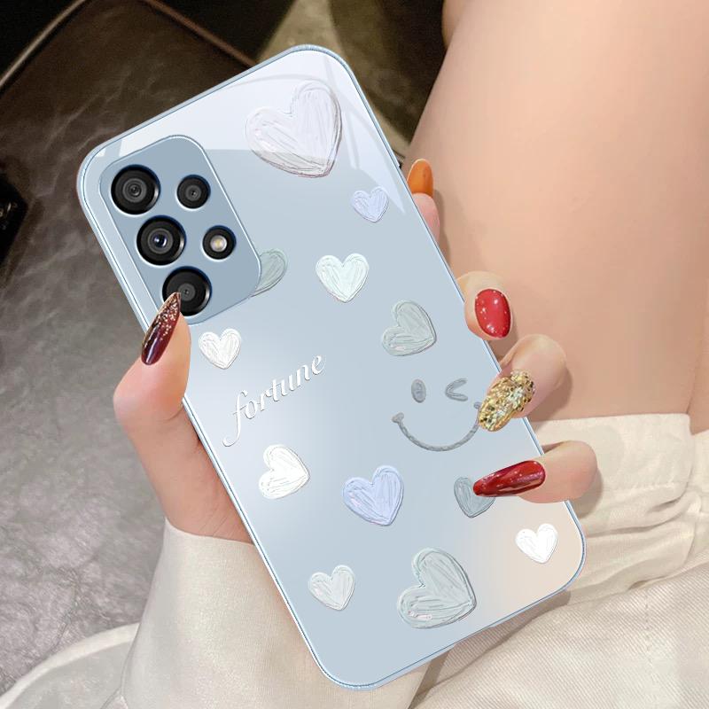 

Smiling face gradient for Samsung Galaxy Note 10 Plus S20 S21 FE S23 Ultra S8 9 A70 72 73 50 51 52 53 Tempered glass phone case Samsung S23 Plus