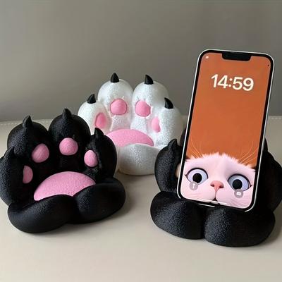 3D‑Printed Cat Paw Phone & Tablet Stand, Cute Desktop Decor