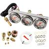 Triple Gauge Kit, 3 In 1 Car Oil Volt Water Gauge, Chrome Housing, White Face, Red Needles, 51Mm Size, 100-280F Water Temp, 8-16V Volts, 0-100Psi Oil