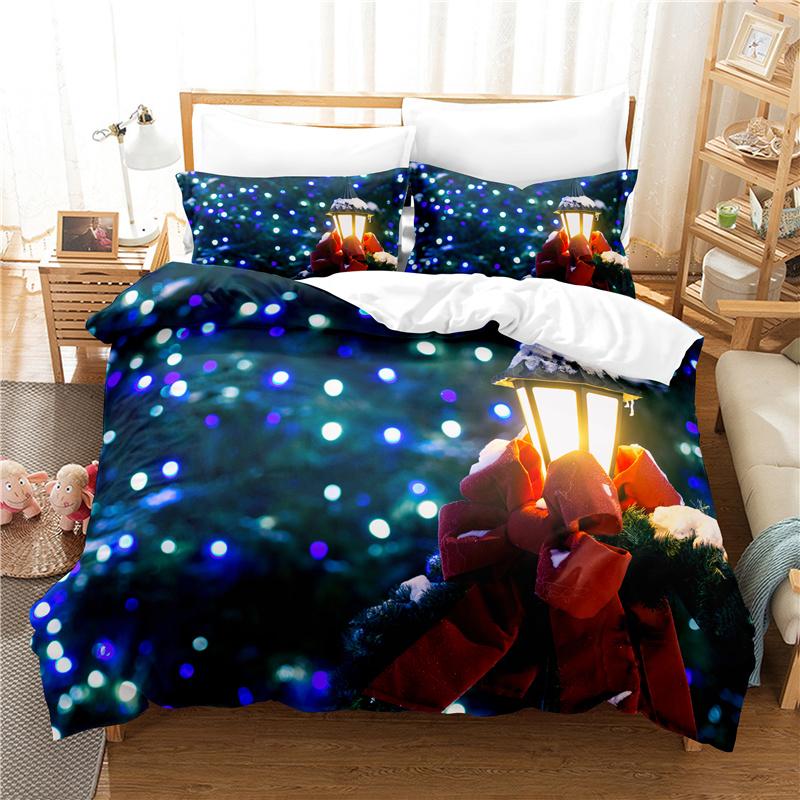 

Рождественский олень Набор пододеяльников Кинг-сайз - Принт в концепции Нового года Санта-Клаус Снежинка Покрывало Декоративные наволочки EU single(135x200cm)