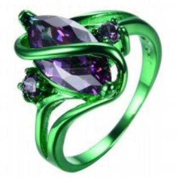 Wind Men'S And Women'S Diamond-Encrusted Rings, Fashionable Personality Winding Green Rings, Retro Simple Amethyst Jewelry