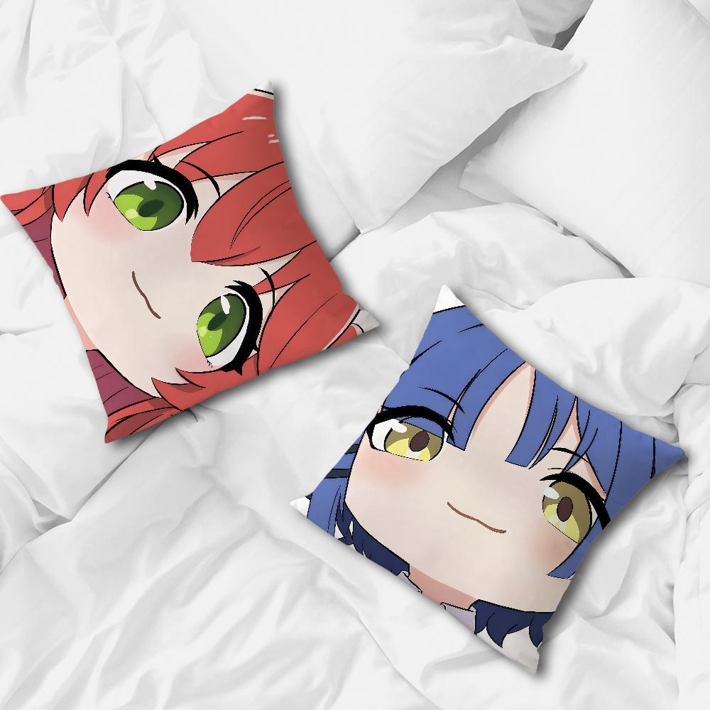 Anime b-Bocchi the Rock Chibi Girl Cushion Cover Comfortable Soft Pillow Case for Sofa Living Room Home Decor Protective Covers