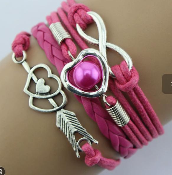 Love Multi-Color Leather Multi-Layer Bracelet for Women One Size
