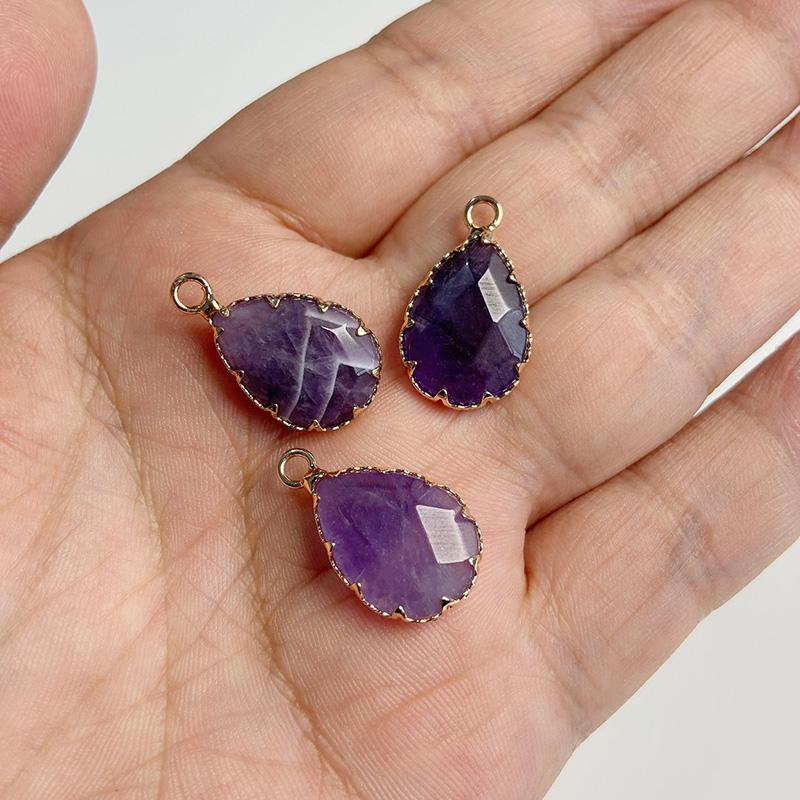 Natural Slice Stone Amethysts Purple Pendant Quartz Crystal Irregular Charm For Handmade Jewelry Making Necklace Earring Diy