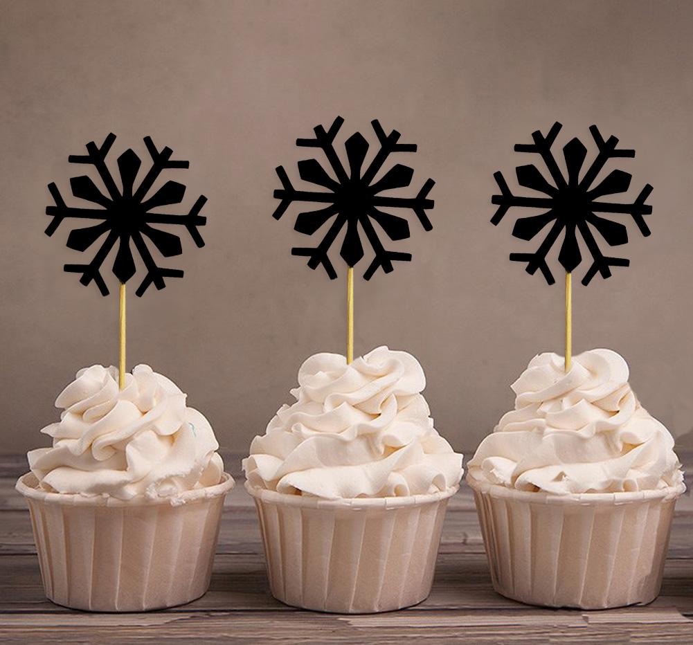 Liebling Souvenir| Weihnachtsfeier Schneeflocke Winter Cupcake Topper | Dessert-Dekorationen für Hochzeiten – Packung mit