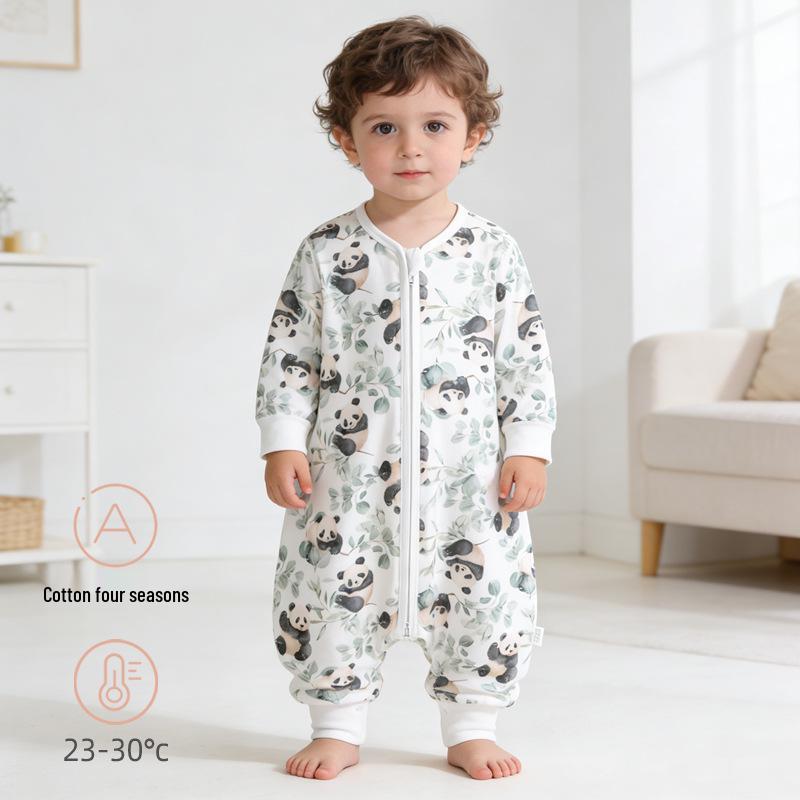 Pure Cotton Split-Leg Baby Sleeping Bag - All Seasons, Zippered & Anti-Kick for Newborns