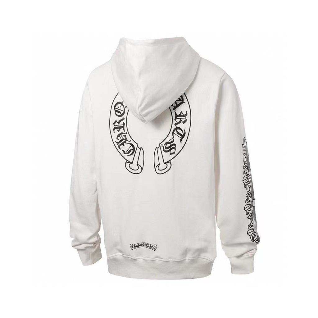 Trendy Chrome Sanskrit Cross Print Zipper Hooded Sweatshirt