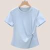 Kink Irregular T-shirt Women's Summer Temperament Is Thin and Chic Round Neck Short-sleeved Top