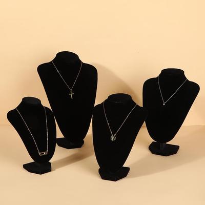 High-End Black Velvet V-Shaped Necklace Display Stand