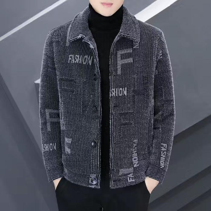 Herren Wollmantel mit Fleece, Herbst/Winter Neuer Stil, Lässige Kurze Reversjacke
